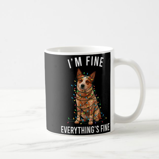 Caneca De Café Red Heeler Christmas I'm Fine Everything Is Fine  (Direita)