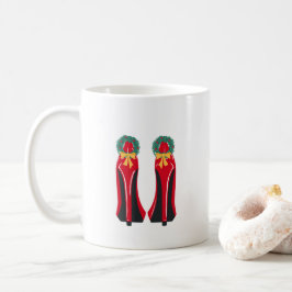 Caneca De Café Red High Heels com Wredies de Natal