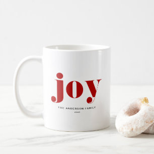 Caneca De Café Red JOY Bold Typografia Moderna Natal