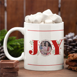Caneca De Café Red Joy com a foto de Natal das bagas