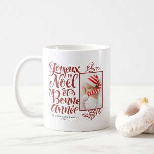 Caneca De Café Red Joyeux Noël e Bonne Année Photo