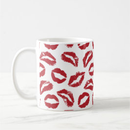 Caneca De Café Red Kiss Lips Pattern Mug – Bold & Flirty