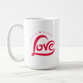 Caneca De Café Red Love Heart Dia de os namorados