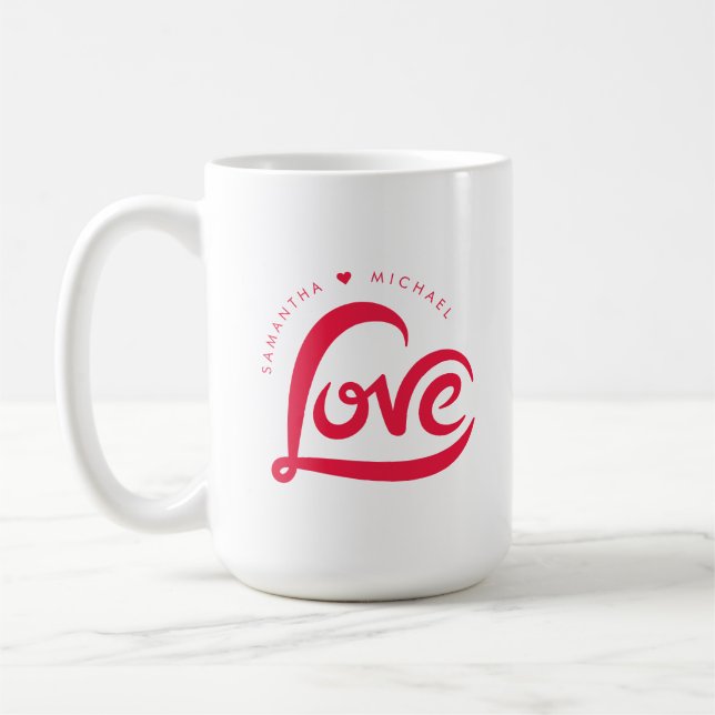 Caneca De Café Red Love Heart Dia de os namorados (Esquerda)