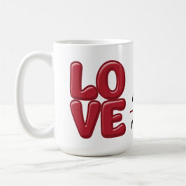 Caneca De Café Red LOVE Mug Personalizado com Nomes e Data