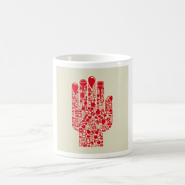 Caneca De Café Red Medical Hand Symbol Healthcare (Criador carregado)