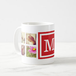 Caneca De Café Red Monograma Instagram Foto Collage Mug