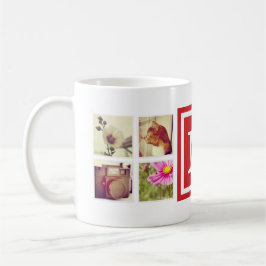 Caneca De Café Red Monograma Instagram Foto Collage Mug