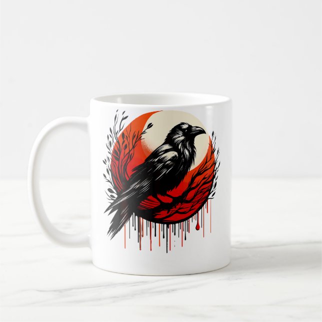 Caneca De Café Red Moon Raven Black Crow (Esquerda)