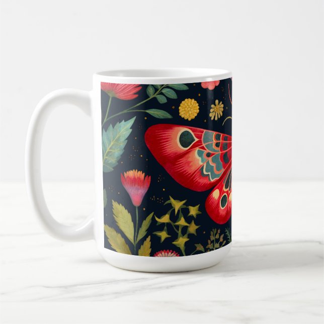 Caneca De Café Red Moth No Jardim Noturno (Esquerda)