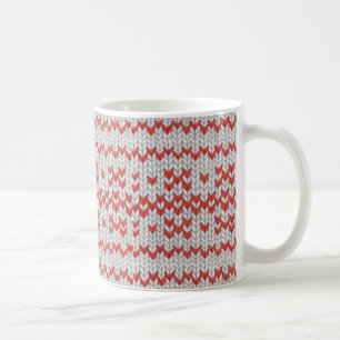 Caneca De Café Red NORDIC KNIT White Mug