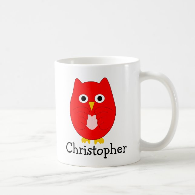 Caneca De Café Red Owl Design Personalizado (Direita)