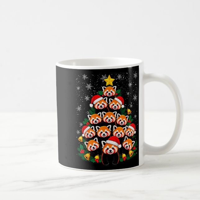 Caneca De Café Red Panda Christmas Tree Funny Animal  (Direita)