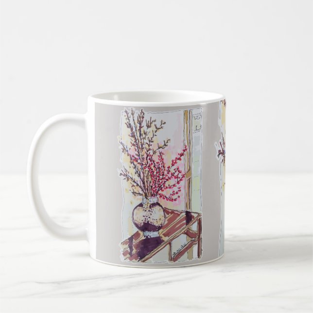 Caneca De Café Red Plum Blossoms (Esquerda)