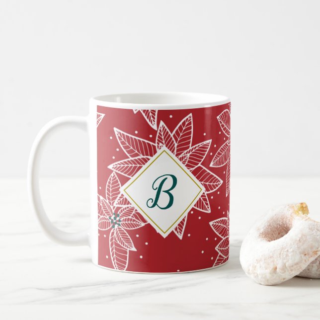 Caneca De Café Red Poinsettia Christmas (Com Donut)