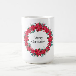 Caneca De Café Red Poinsettia Wreath