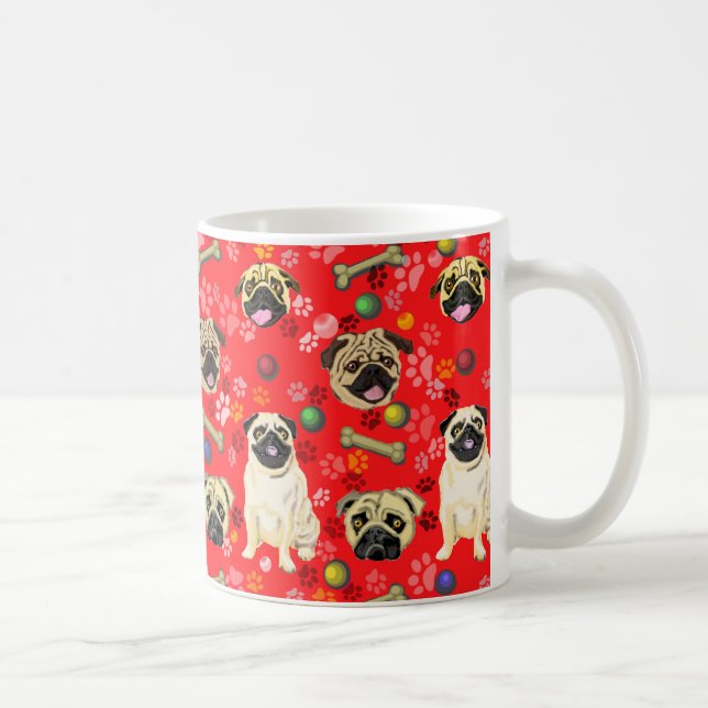 Caneca De Café Red Pug Design Mug (Direita)