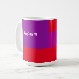 Caneca De Café Red Purple Design Bom dia Bonjour