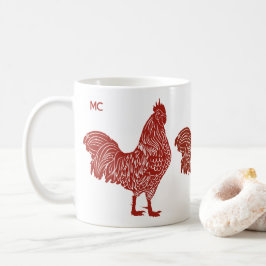 Caneca De Café Red Roosters Trio Mug