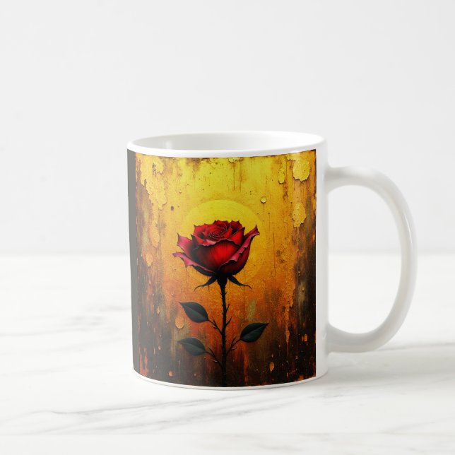 Caneca De Café Red Rose on Gold (Direita)