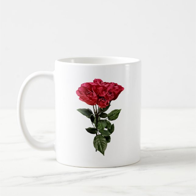 Caneca De Café Red Roses and Leaves (Esquerda)