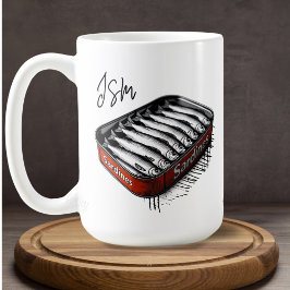 Caneca De Café Red Sardine Art Tin Personalizado Monograma Nome