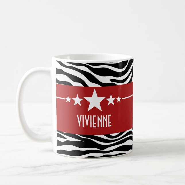 Caneca De Café Red Sassy Star Zebra Mug (Esquerda)