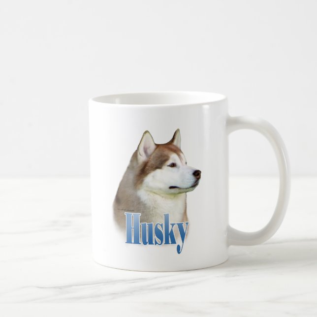 Caneca De Café Red Siberian Husky Name (Direita)