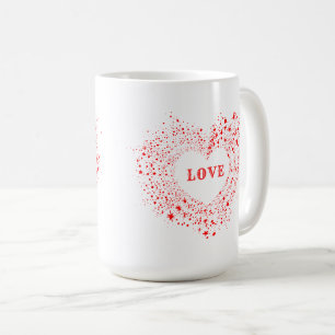 Caneca De Café Red Sparkles Namorados Heart Text Love