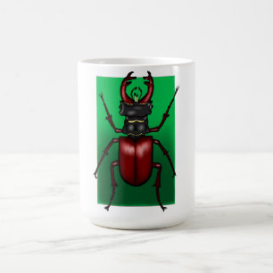 Caneca De Café Red Stag Beetle Illustration