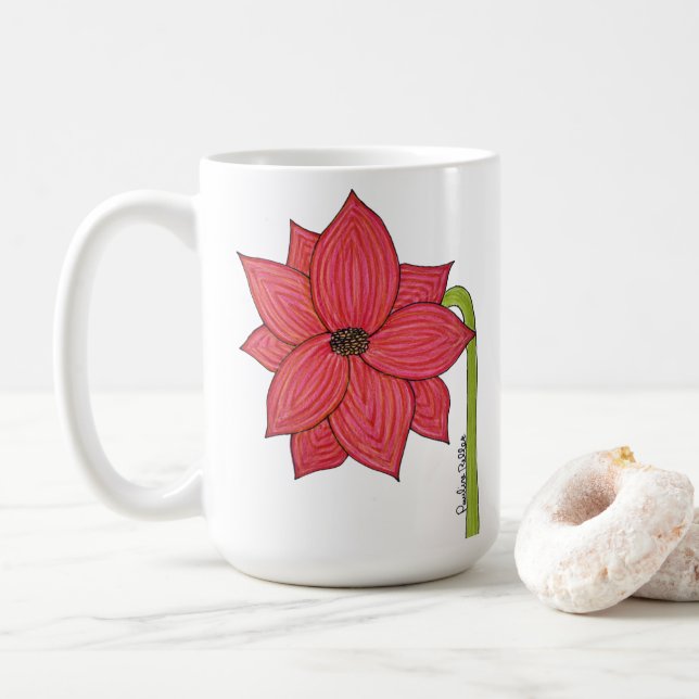 Caneca De Café Red Star Flower (Com Donut)