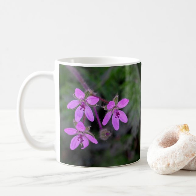 Caneca De Café Red Stem Filaree Flowers (Com Donut)