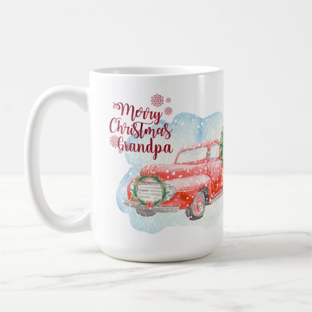 Caneca De Café RED TRUCK Felry Vovô de Natal Personalizado (Esquerda)