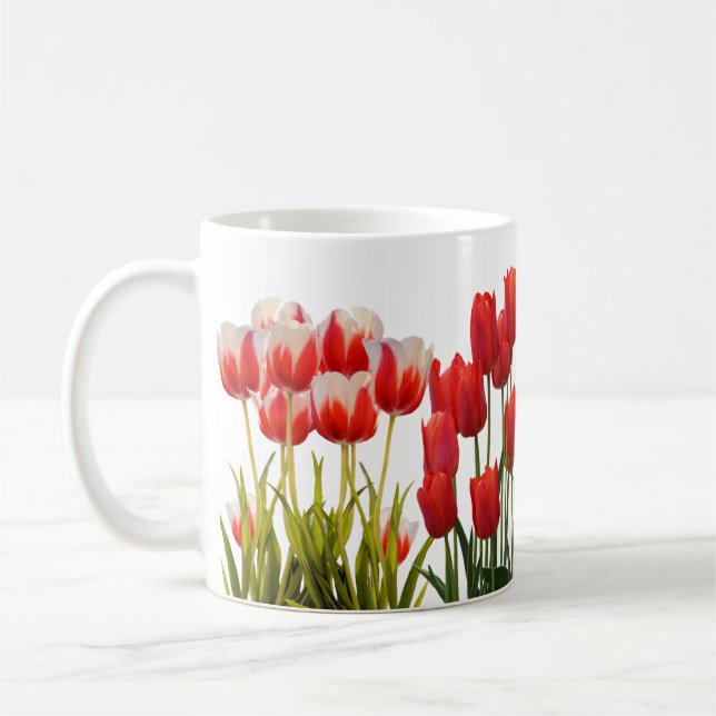 Caneca De Café Red Tulip Flowers (Esquerda)
