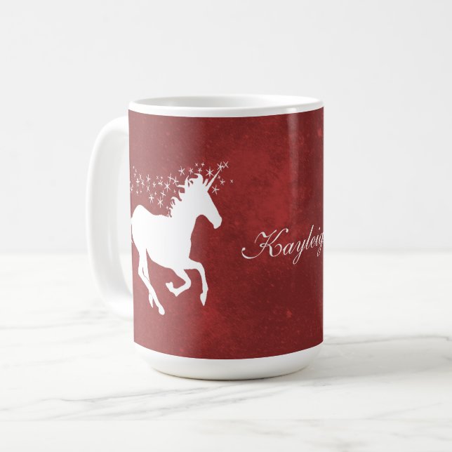 Caneca De Café Red Unicorn Personalizado Coffee Mug (Frente Esquerda)