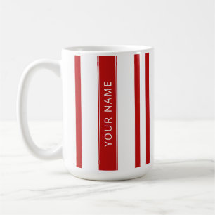 Caneca De Café Red Vertical Stripes com o seu nome Mug