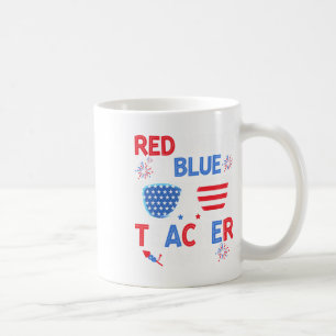 Caneca De Café Red White & Blue Teacher Crew 4 de julho