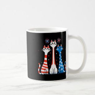 Caneca De Café Red White Blue Cats Usa Flag Firework 4 De Julho