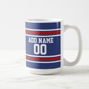 Caneca De Café Red White Blue Sports Jersey Nome Personalizado Nú
