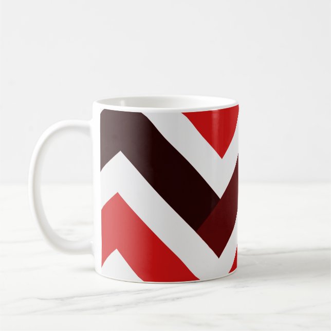 Caneca De Café Red White Chevron Geometric Pattern (Esquerda)