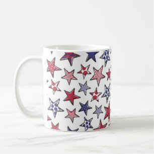 Caneca De Café Red White e Blue Stars América Patriótica