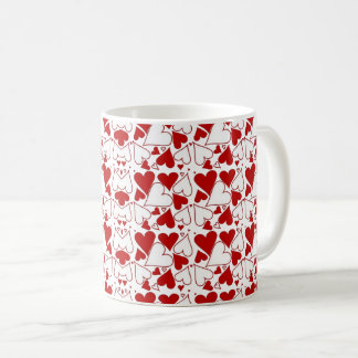 Caneca De Café Red & White Heart Pattern Love-Themed