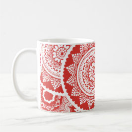 Caneca De Café Red & White Mandala Pattern Mug