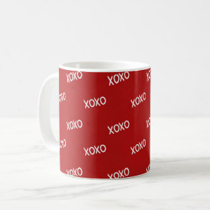Caneca De Café Red White XOXO Love Hugs Kisses