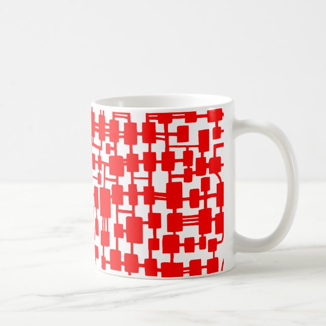 Caneca De Café Rede abstrato - Preto em Vermelho (Direita)