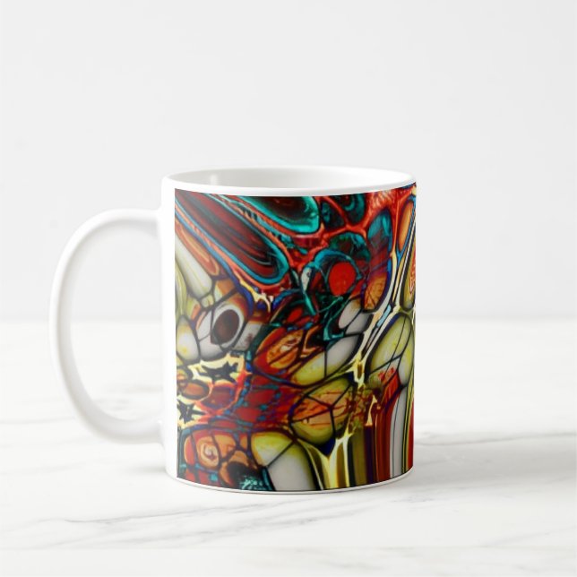 Caneca De Café Redemoinho de Cores Abstratas Vibrantes (Esquerda)