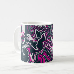 Caneca De Café Redemoinhos Abstratos em Rosa, Preto e Branco
