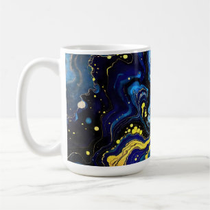 Caneca De Café Redemoinhos Vibrantes de Azul e Dourado 4