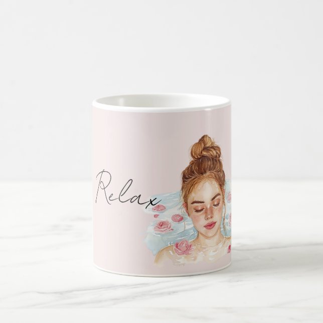 Caneca De Café Redhead Pink Roses Relax Bath (Centro)