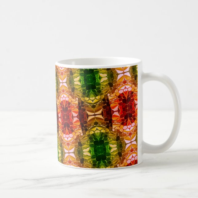 Caneca De Café Redondos geram vermel tem, verdes e douradas (Direita)